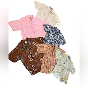 90s MYSTERY LOT OF 6 HAWAIIAN & CASUAL BEACH OVERSIZED SHORT SLEEVE SHIRTS SZ L